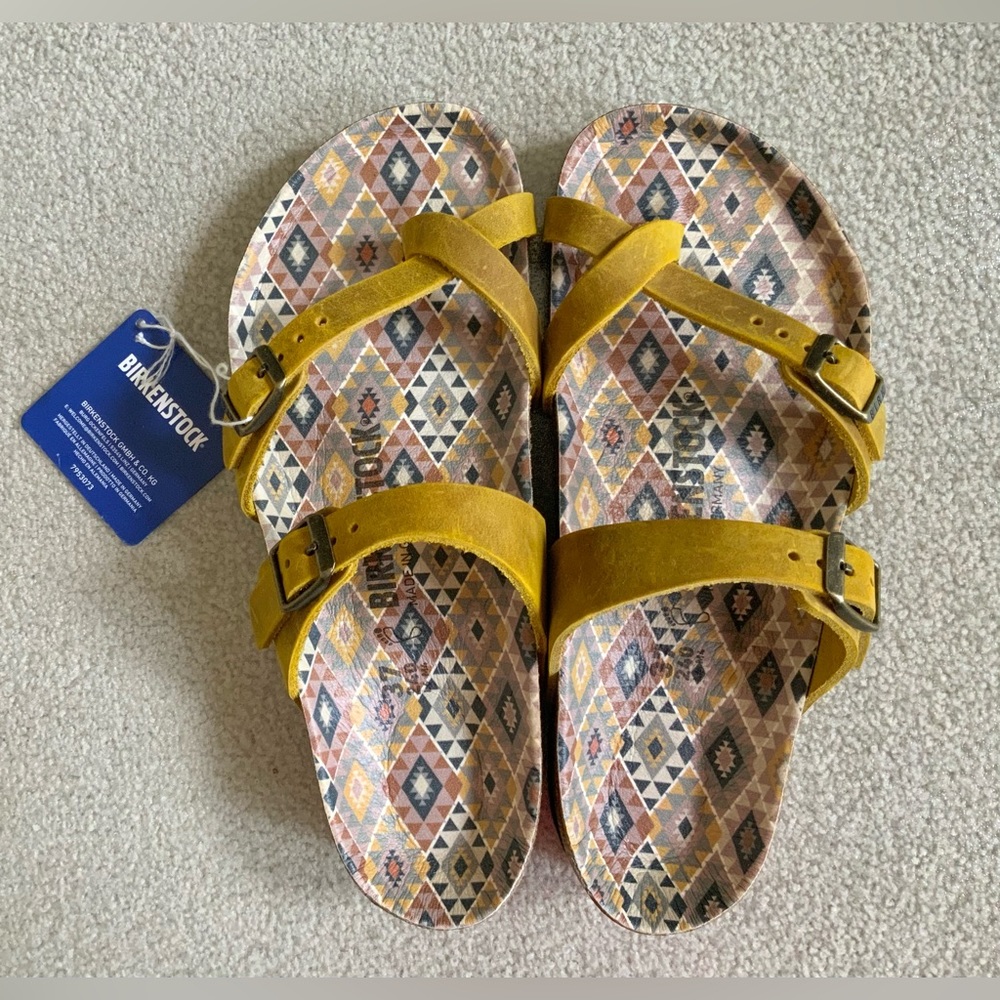 NWT Birkenstock Mayari Oiled Leather Ochre 37